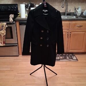 Kenneth Cole New York Elegant Black Pea Coat